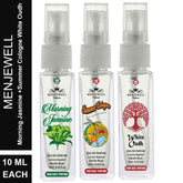 Menjewell Morning Jasmine+ Summer Cologne+ White Oudh Eau De Parfum Pack Of 3x 0.3 Fl.oz. | Pocket Perfume Combo For Women | Daily Wear